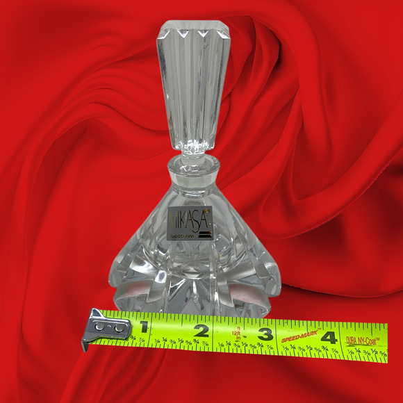 Vintage Mikasa Clear Crystal Perfume Bottle 5" Stopper Mint Condition Sticker - Picture 7 of 7